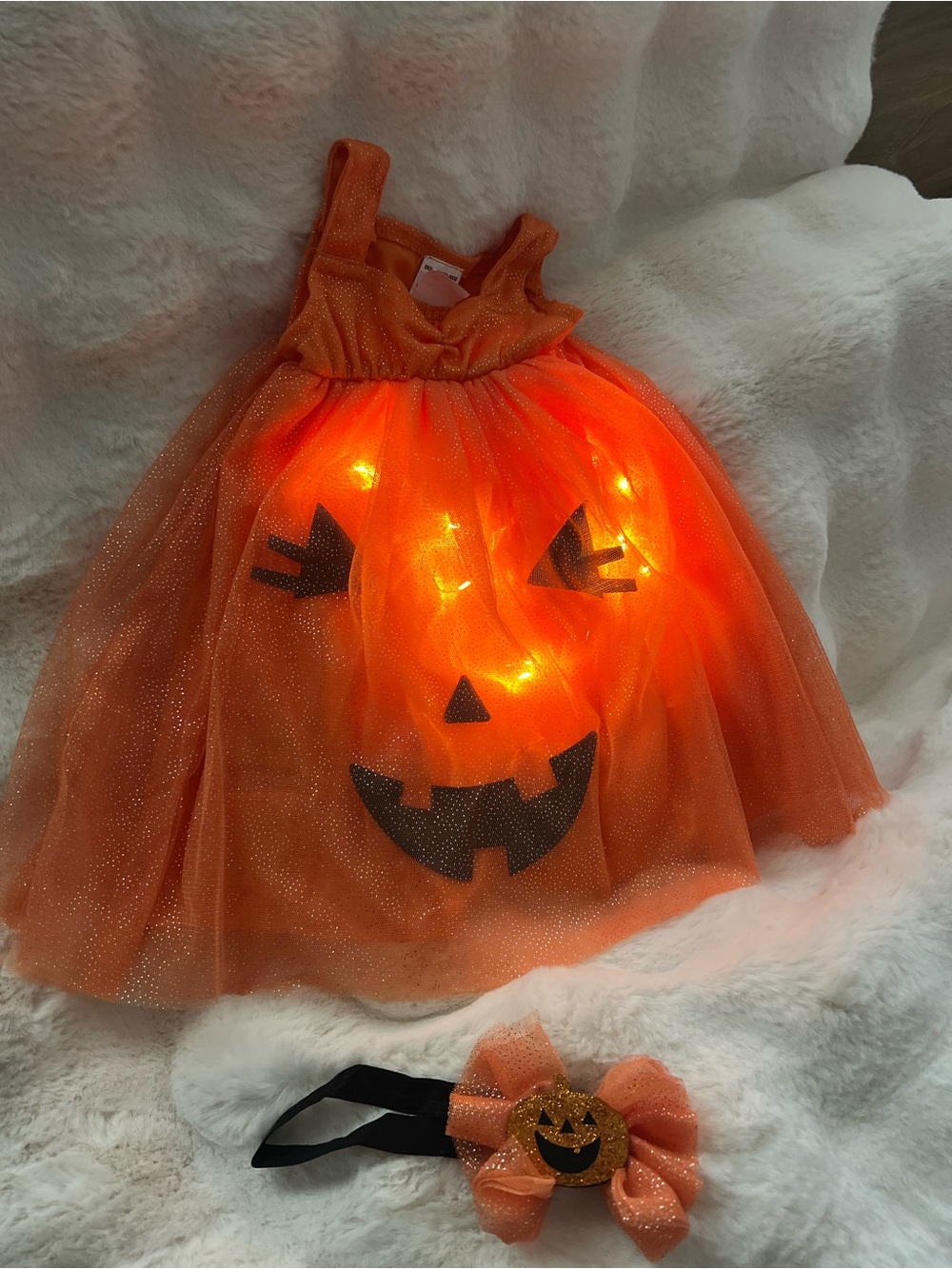 Orange Light-Up Pumpkin Tulle Kids Costume Dress *** FLASHH SALEEE***